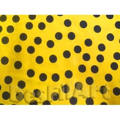 Raso amarillo topo negro