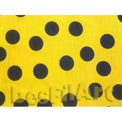 Raso amarillo topo negro