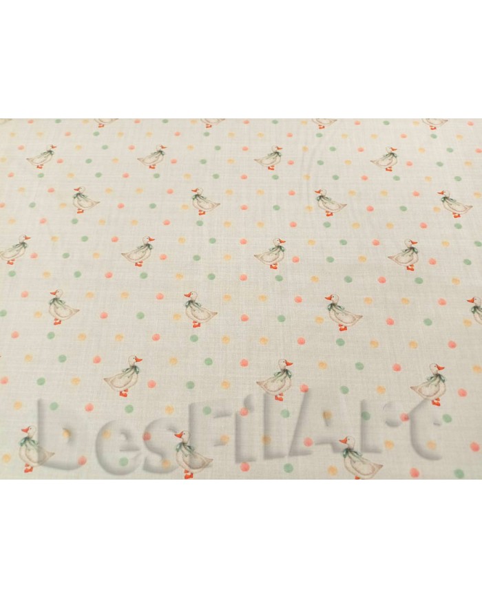 Algodón popelín topos y patos