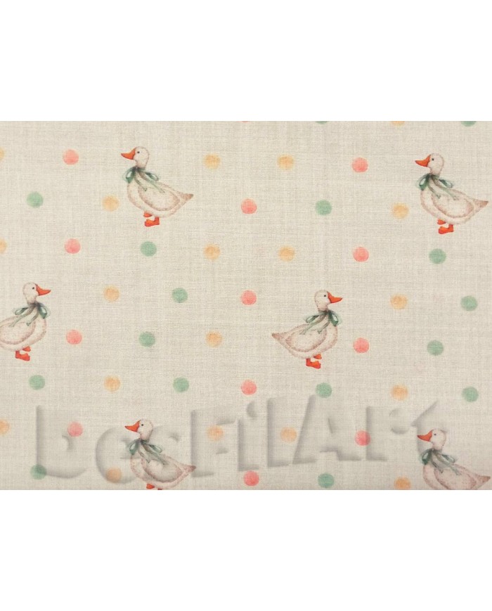 Algodón popelín topos y patos