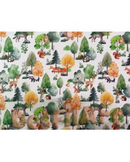 Algodón popelín animales y árboles