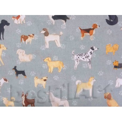 Algodón popelín con perros