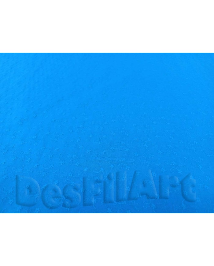 Batista de algodón bordada azul