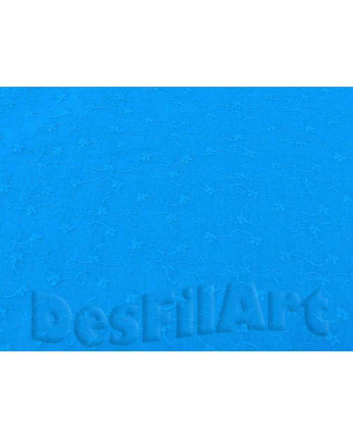 Batista de algodón bordada azul