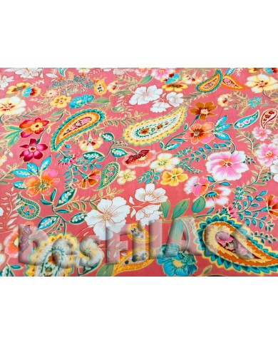 Viscosa estampada mediana fondo coral