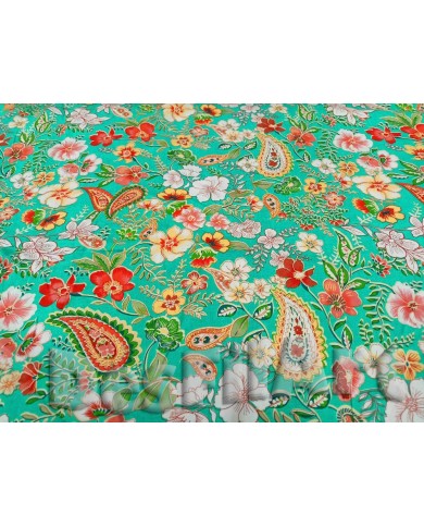 Viscosa flor mitjana fons turquesa