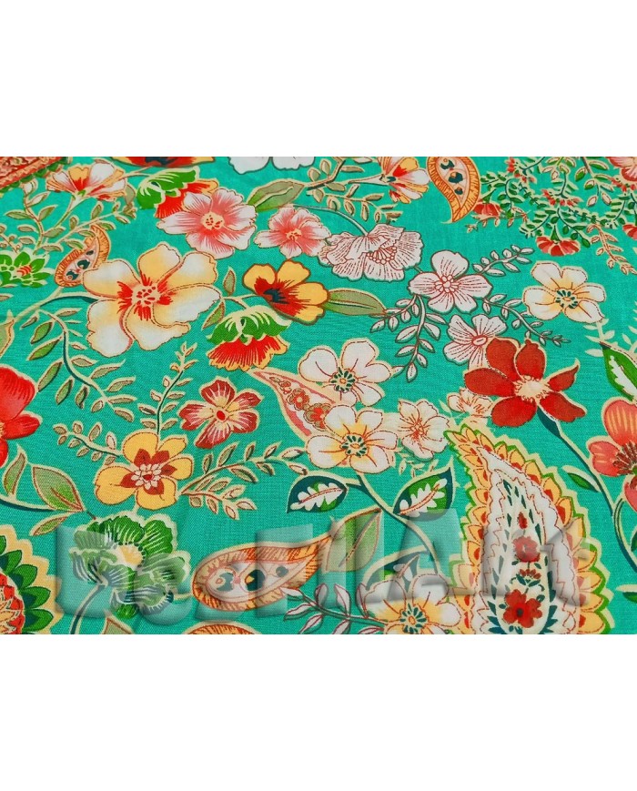 Viscosa flor mitjana fons turquesa