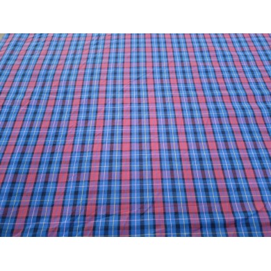 Algodón cuadro azul y granate