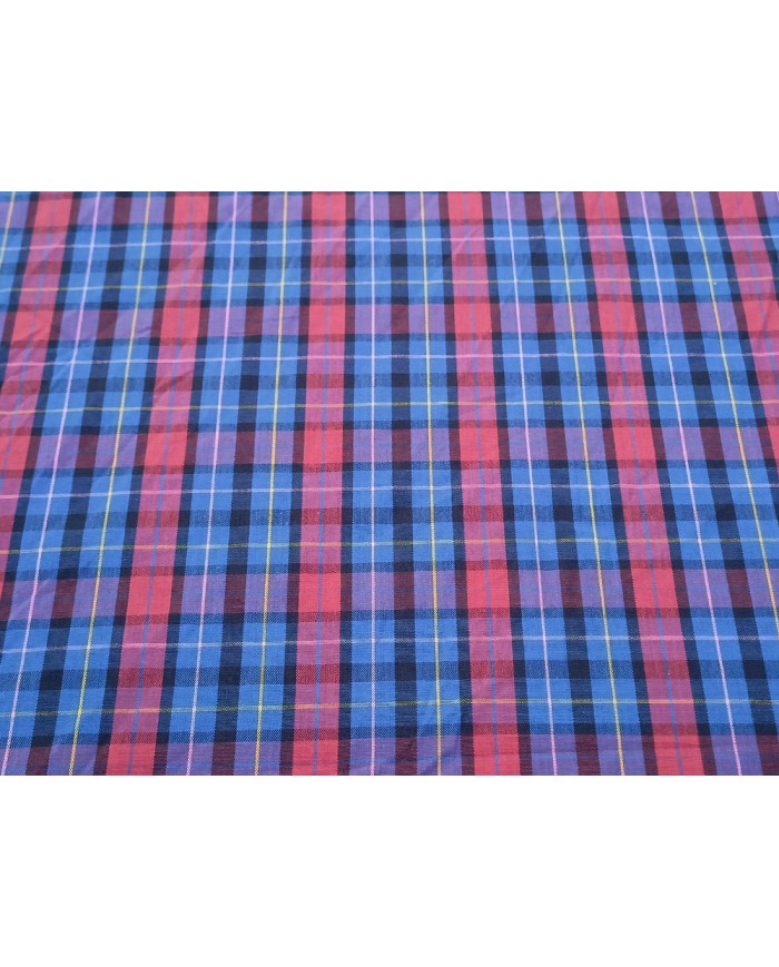 Algodón cuadro azul y granate